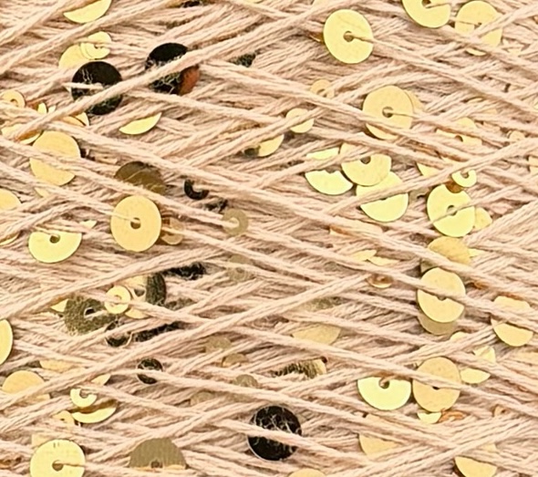 Art. Brillante 260 m / 100 g – Baumwolle mit Maxi-Pailletten col. Warmes Beige
